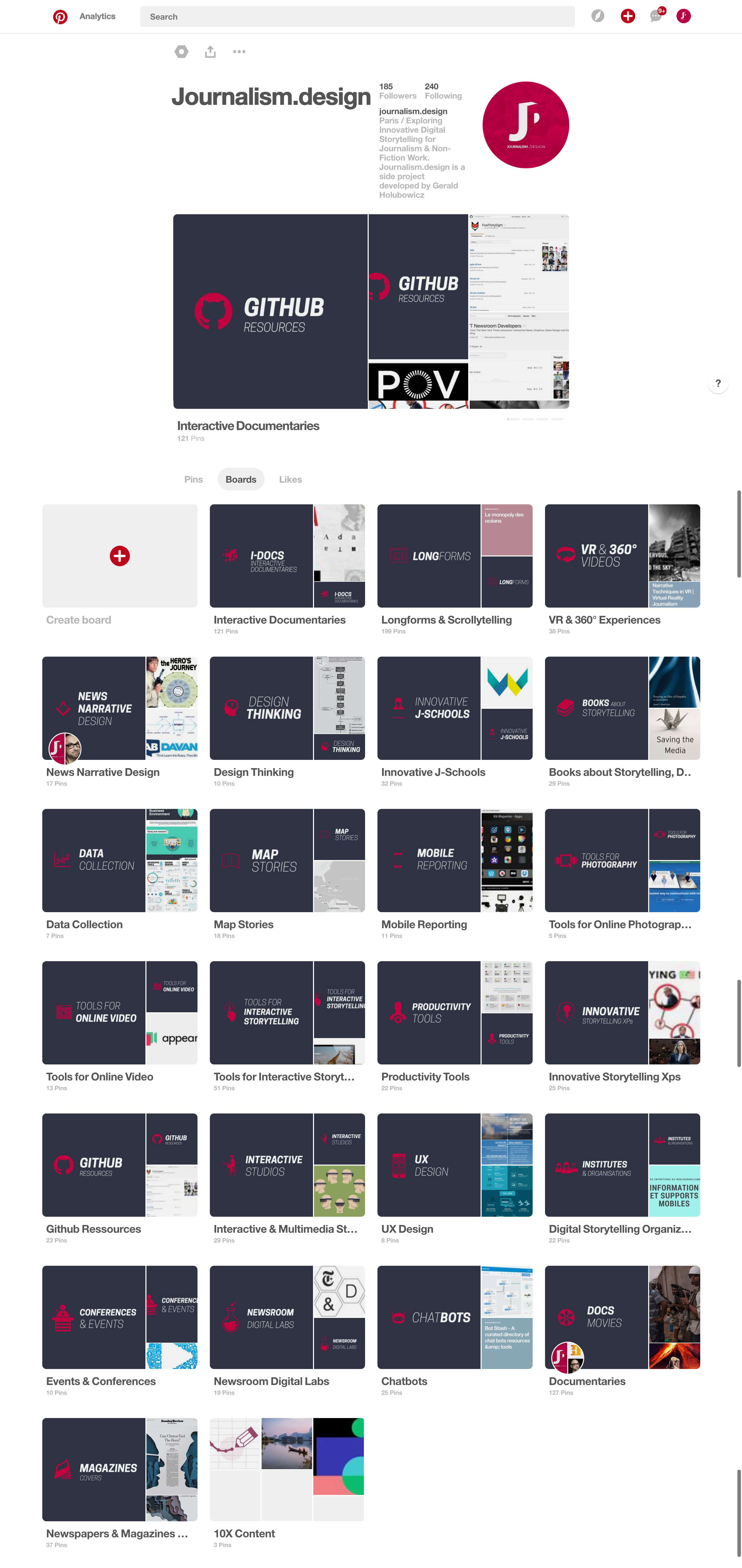 Boite à outils de Journalism.design sur Pinterest