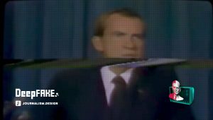 Nixon au moment de son supposé discours annonçant la mort des astronautes d'Apollo 11