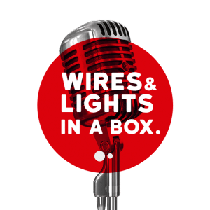 logo wires and lights in a box
