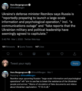 La correspondante de Time corrobore les déclarations du ministre de la Défense Reznikov.