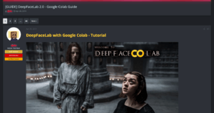 Capture d'écran du guide d'utilisation de Colab sur Mr Deepfake